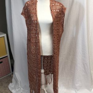 Kori Jackets & Coats - Crocheted knee length vest. Burnt orange color! Kori Jackets & Coats - Crocheted knee length vest. Burnt orange color!